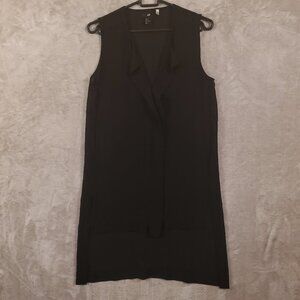 H&M High Low, Sheer Black,‎ V neck shirt, Women's size 4